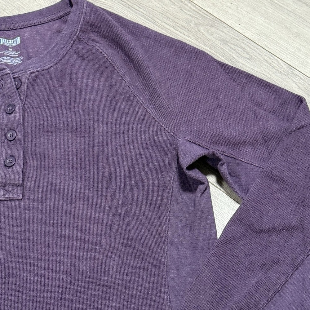 Duluth Trading Co Long Sleeve Purple Henley Shirt Women's Size M Cotton Blend - Picture 3 of 8
